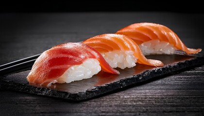 Fresh sushi with vibrant fish and rice