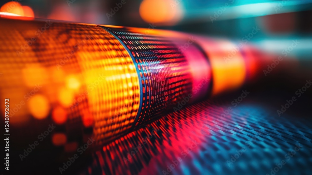 Poster vibrant light patterns with abstract textures in focused composition