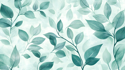 A mint green nature-inspired design with leaves and branches forming intricate patterns, evoking a sense of organic beauty and connection.
