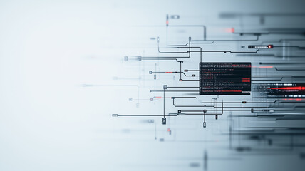 Digital Code Stream: Abstract image depicting a digital code stream flowing through a network of abstract lines. The flow of data in a technological environment is conceptualized.