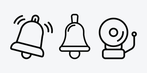 Notification Bell Icon Set. Alarm and Alert Bell Icons. School and Service Bell Bundle.