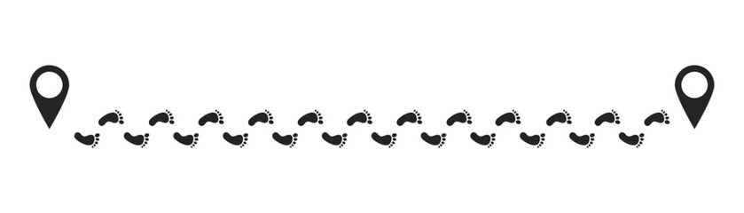 Step footprints paths. footstep prints and shoe steps . shoe tread footprints vector illustration isolated on white background.