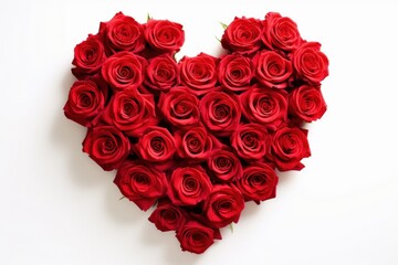 Elegant Arrangement of Red Roses Shaped as a Heart Symbolizing Love and Romance for Valentine's Day or Special Occasions