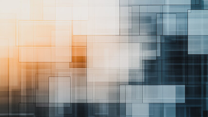 Abstract Geometric Pattern: This digital artwork showcases an abstract geometric pattern of overlapping translucent rectangles in cool and warm tones.