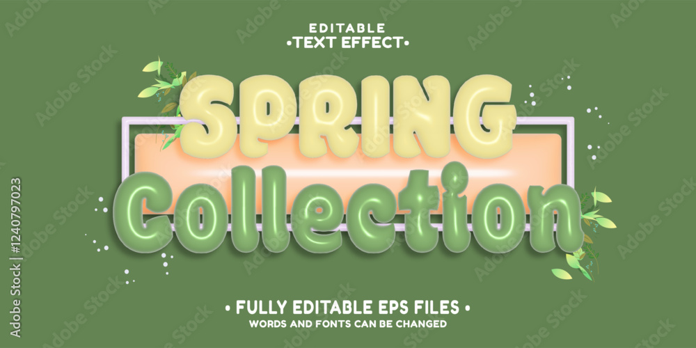 Poster editable 3d inflate spring collection text effect.typhography logo