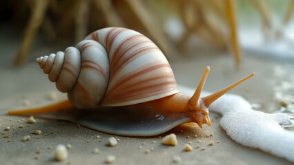 Intricate Close-Up of Cone Snail Shell Capturing Unique Patterns and Textures
