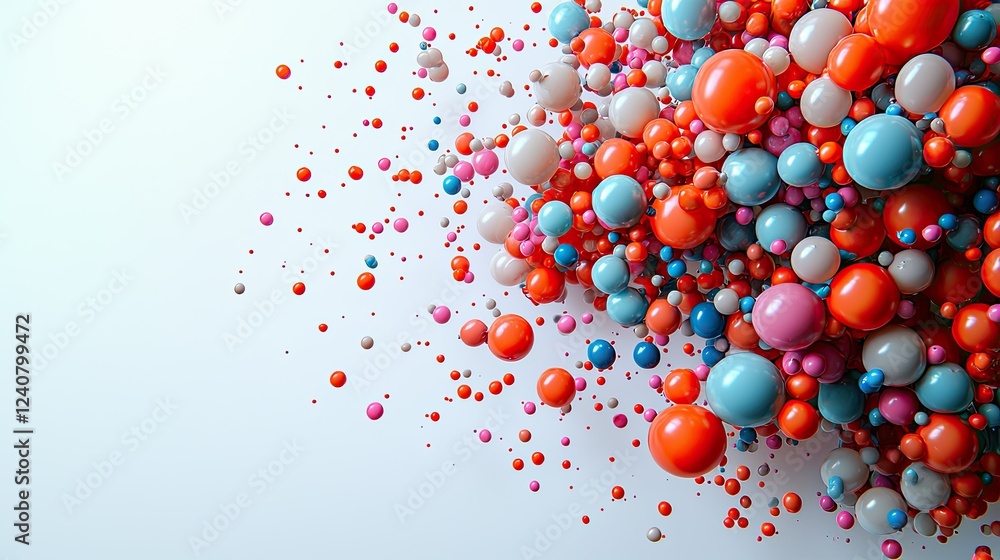 Poster colorful spheres explode in vibrant array