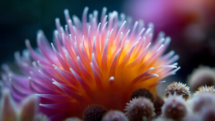 Fototapeta premium Vibrant Close-Up of Feather Duster Worm in Ocean