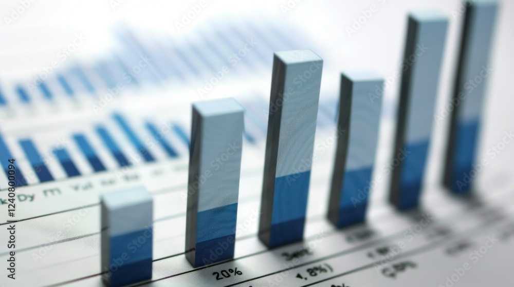 Poster bar graph with upward growth displayed on a digital screen.
