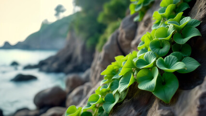 Vibrant Coastal Landscape with Jade Vine