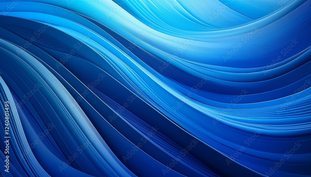 Wall mural vibrant blue background with dynamic gradient waves of different shades of blue creating a refreshin