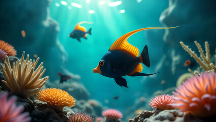 Obraz premium Colorful Tropical Underwater Scene