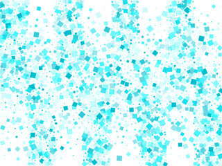 Decorative Christmas square cyan fragments texture vector design. Delightful cubic shine. Luminous turquoise confetti flying vector background.