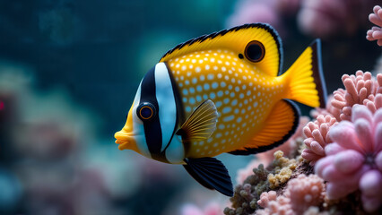 Obraz premium Vibrant Butterflyfish in Coral Reef