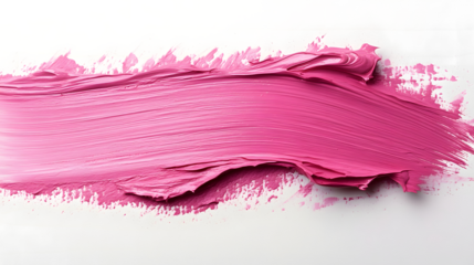 Pink paint stroke on a transparent backdrop creating a vibrant and creative art expression in a studio setting