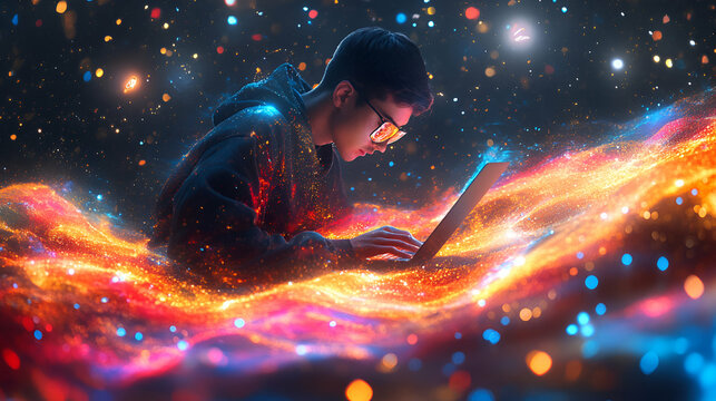 Digital Nomad, Coding in a Cosmic Landscape, Effortlessly Creating Innovative Solutions  with Passion.