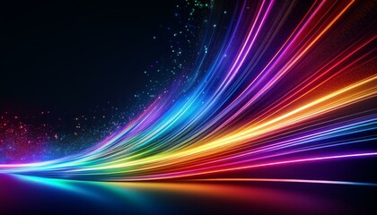 vibrant rainbow streaks with sparkling lights on dark background ideal for projects needing a colorful energetic vibe
