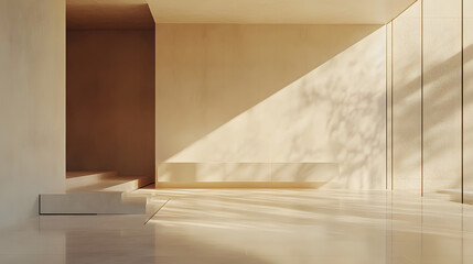 Fototapeta premium Modern building interior with wooden staircase and open space