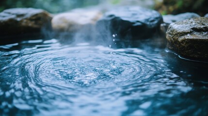 Fototapeta premium Serene Hot Spring Water With Rocks