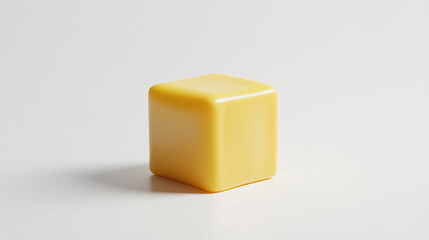 Single butter cube on a white background