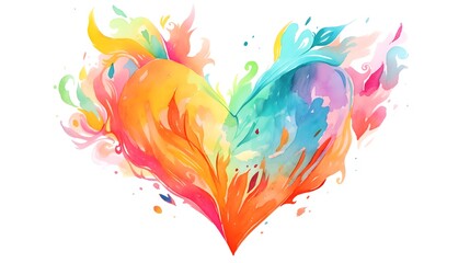 Abstract Watercolor Heart Colorful Love Romantic Passionate Vibrant Design Artistic Splash