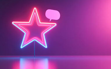 Obraz premium Neon star with speech bubble digital art vibrant colors artistic concept