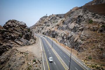 Aerial view of Al Hada Road in Taif City, near Mecca, Saudi Arabia