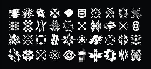Vector Graphic Assets Set. Bold modern Shapes for Posters Template, flyers, clothes, social media, graphic design, sticker, In Y2k style, Futuristic, Anti-design, Digital Collage, Retro Futurist