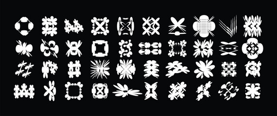 Vector Graphic Assets Set. Bold modern Shapes for Posters Template, flyers, clothes, social media, graphic design, sticker, In Y2k style, Futuristic, Anti-design, Digital Collage, Retro Futurist