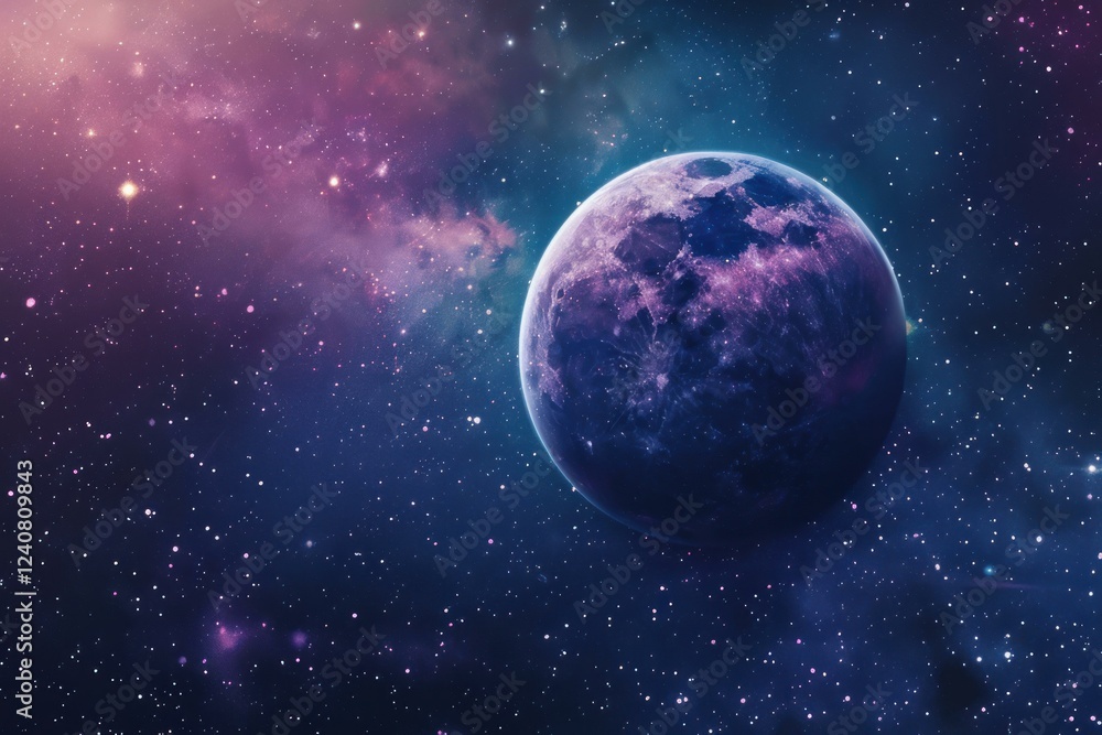Canvas Prints purple exoplanet rotating in a colorful nebula, beautiful space background