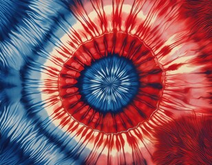 tie dye fabric with red and blue patterns