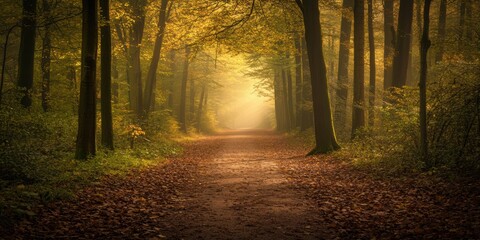 A simple, serene image of a path through a forest