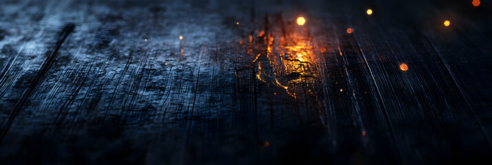 Dark Wooden Surface with Glowing Embers, Mysterious and Intense Texture,  Igniting the Night with Fiery Sparks.