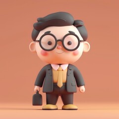 Businessman wearing a neat suit and tie cute illustration