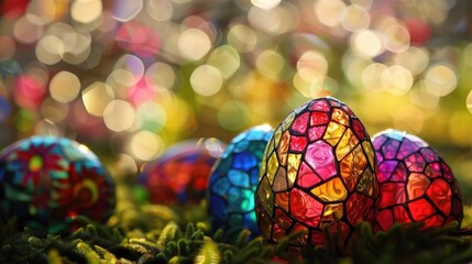 easter eggs stained glass