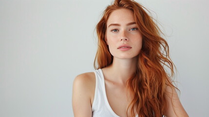 Naklejka premium Beautiful woman on white background. Beauty portrait.