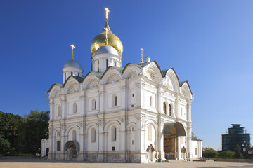 Fototapeta premium Cathedral of the Archangel Michael in Cathedral square of Moscow Kremlin. Summer sunset view.
