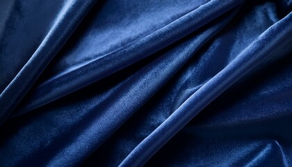 Fototapeta premium a flat monochromatic velvet texture in deep navy blue a close up view of luxurious dark blue velvet fabric showcasing its soft texture and elegant draping