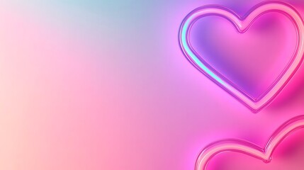 Pink neon hearts, gradient background