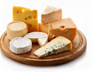 various kinds of cheeses isolated on white background
