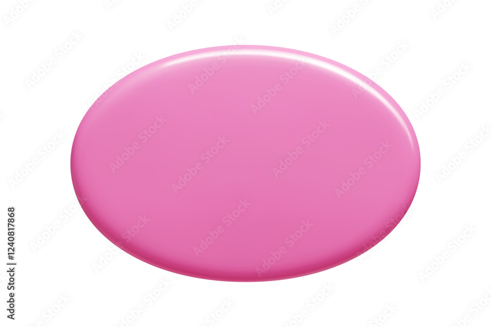 Poster pink oval 3d banner in vector format with reflective surface and smooth shading. elegant text backgr
