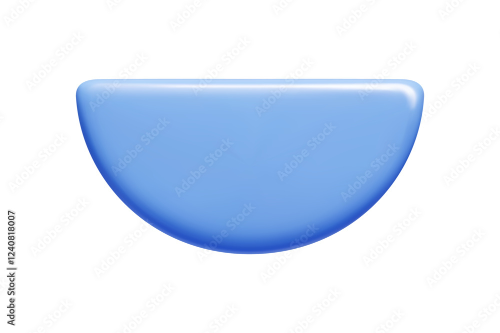 Poster blue 3d callout banner in semicircle shape with smooth edges. vector text bubble showcases gradient 