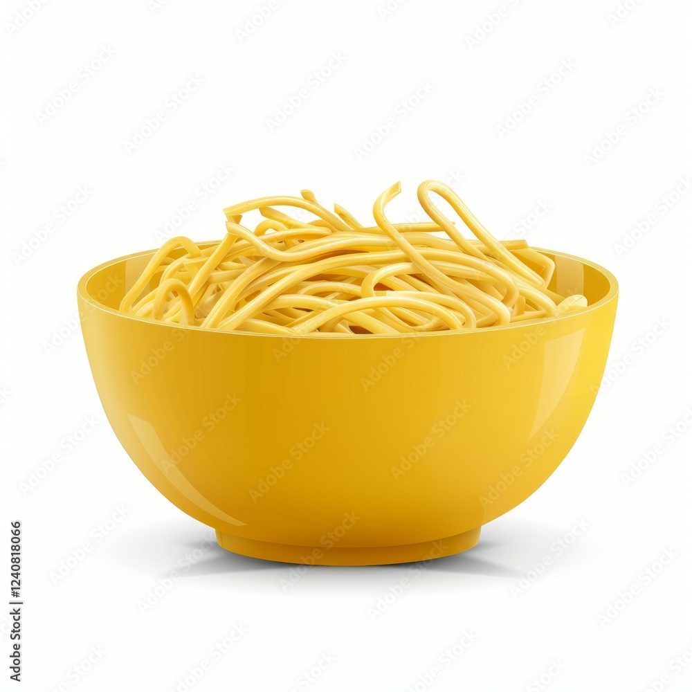 Aufkleber cooked spaghetti overflowing in a yellow bowl, creating a visually appealing image of this classic i