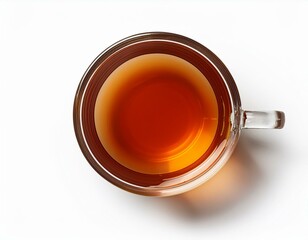 top view of a cup of tea isolated on transparent or white background