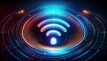 abstract glowing wifi symbol futuristic technology art