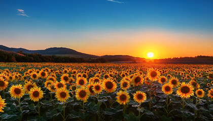 sunset in the field of sunflowers © bkr