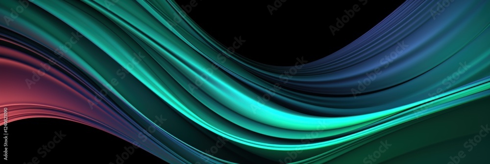 Poster elegant abstract waves design in vibrant colors with smooth flowing patterns and dark background for
