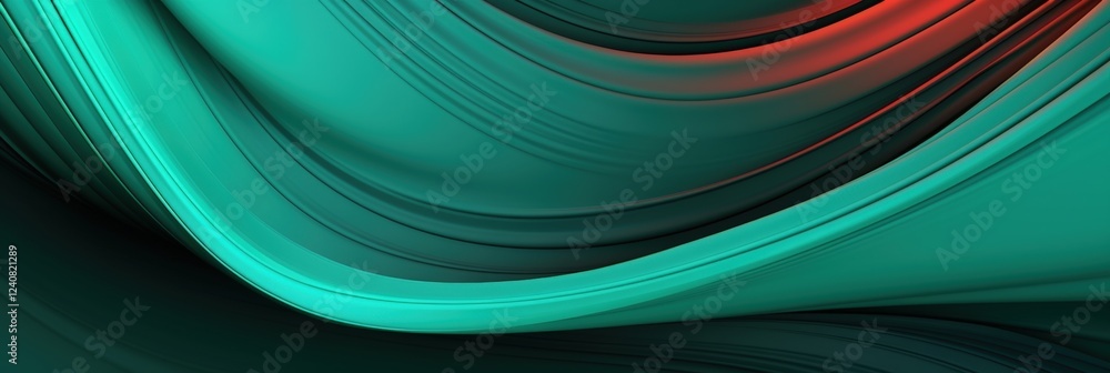Poster smooth flowing abstract waves in vibrant shades of teal and red with a modern design for creative ba