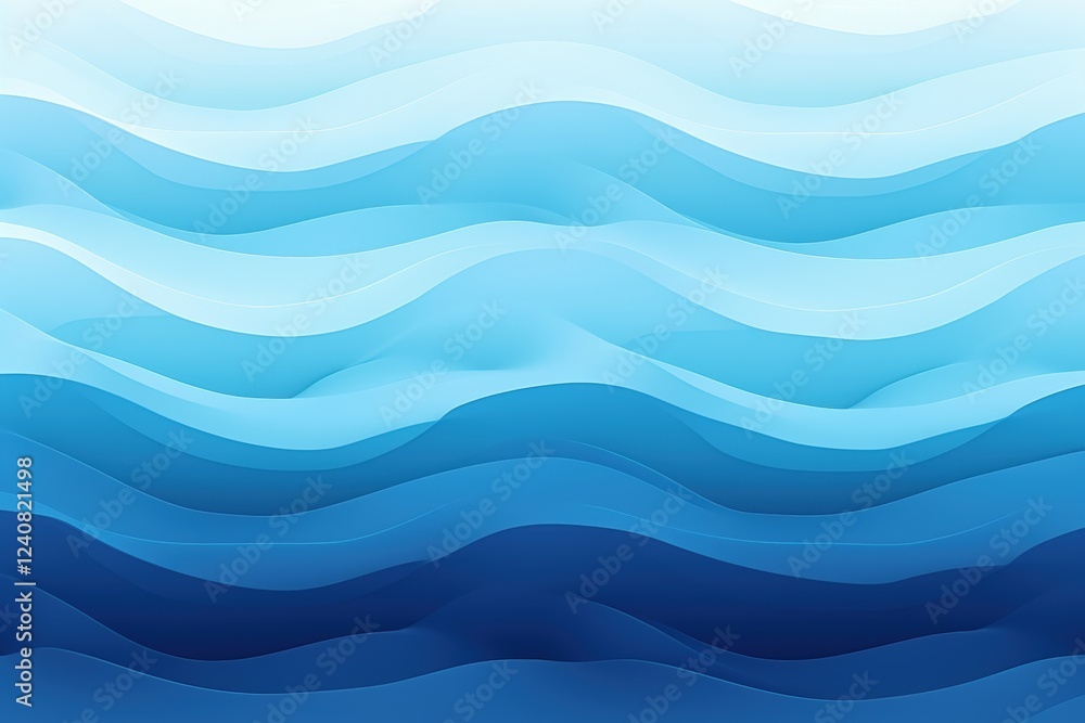 Poster abstract blue wave pattern with smooth gradient flowing lines representing calm water surface and se