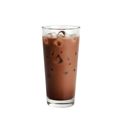 Glass with Iced Chocolate Milk Transparent Background	
